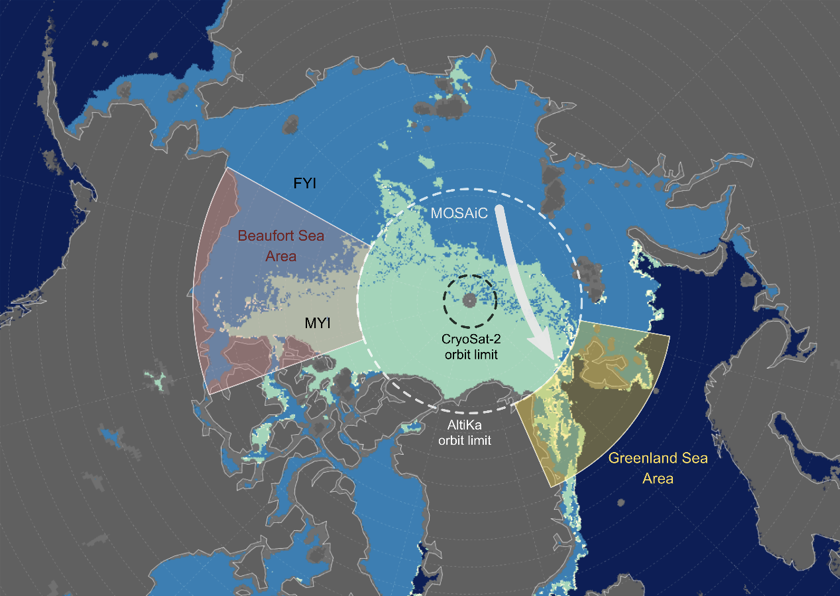 sea ice areas polar map